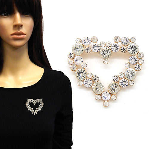 Fashion Heart Rhinestone Brooch #YM2154 - Multiple Colors (PC)