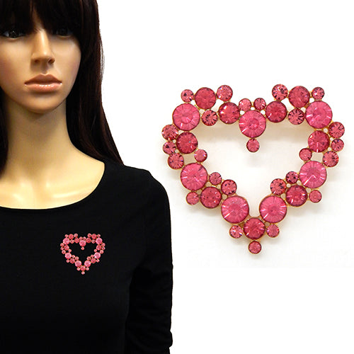 Fashion Heart Rhinestone Brooch #YM2154 - Multiple Colors (PC)