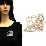 Fashion Rhinestone Heart & Heel Brooch #YM2173 - Multiple Colors (PC)