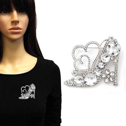Fashion Rhinestone Heart & Heel Brooch #YM2173 - Multiple Colors (PC)