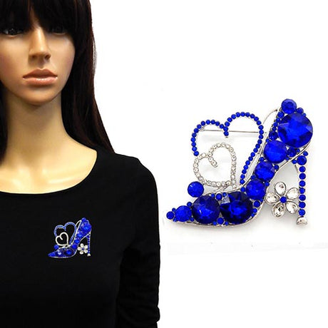 Fashion Rhinestone Heart & Heel Brooch #YM2173 - Multiple Colors (PC)