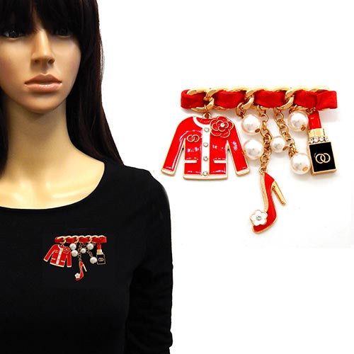 Fashion Design Brooch #YM2176GDRED (PC)