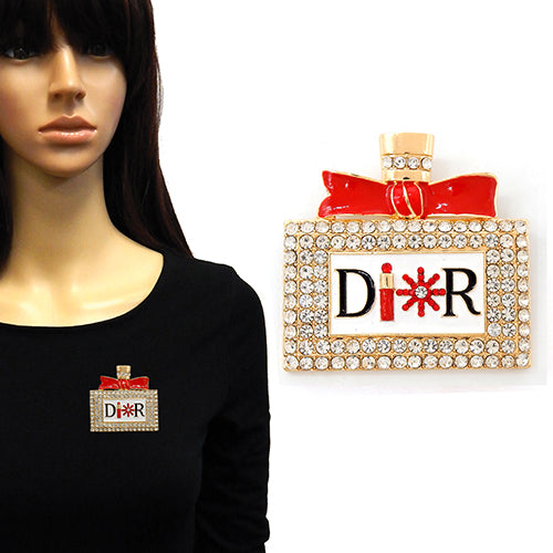 Fashion Rhinestone Epoxy Perfume Brooch #YM2207 - Multiple Colors (PC)