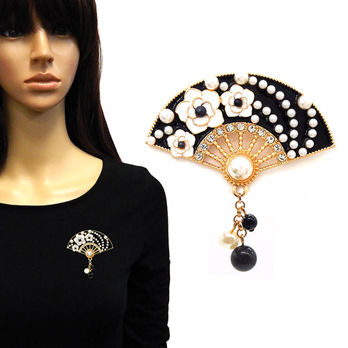 Fashion Fan Shaped Brooch #YM2209 - Multiple Colors (PC)