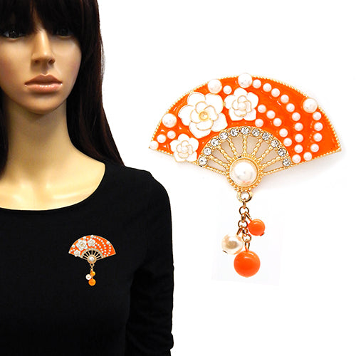 Fashion Fan Shaped Brooch #YM2209 - Multiple Colors (PC)