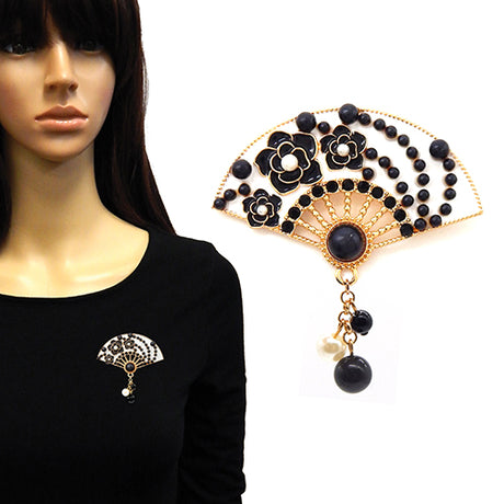 Fashion Fan Shaped Brooch #YM2209 - Multiple Colors (PC)
