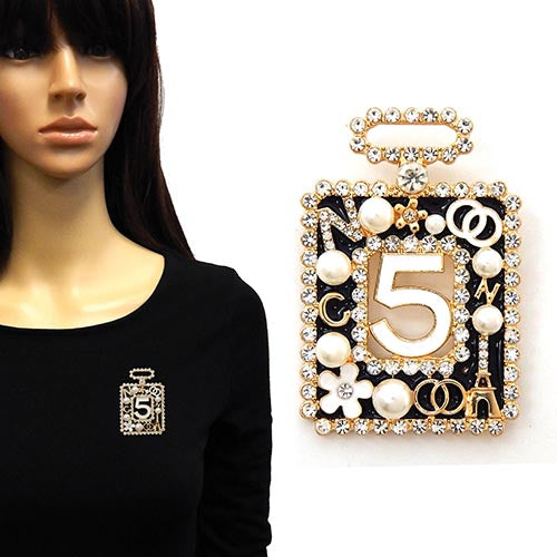 Fashion No.5 Perfume Bottle Pearl Brooch #YM2214 - Multiple Colors (PC)