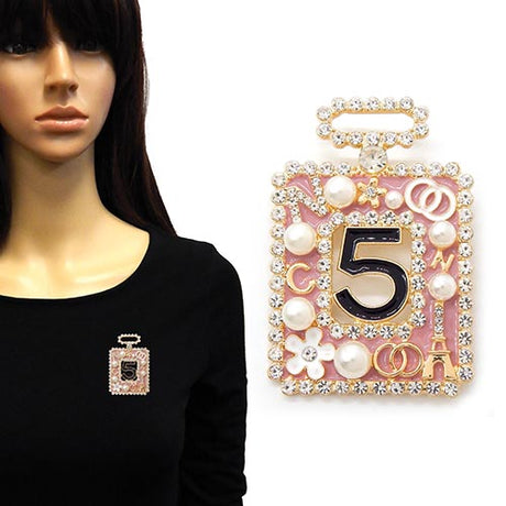 Fashion No.5 Perfume Bottle Pearl Brooch #YM2214 - Multiple Colors (PC)