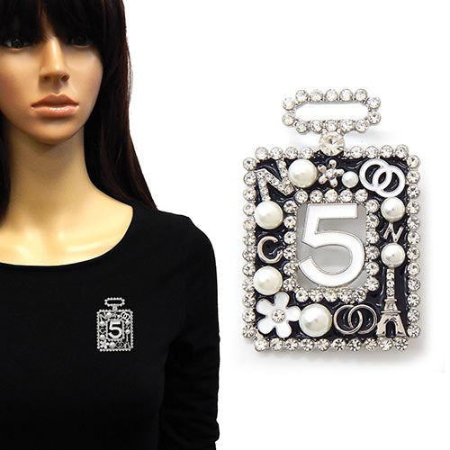 Fashion No.5 Perfume Bottle Pearl Brooch #YM2214 - Multiple Colors (PC)