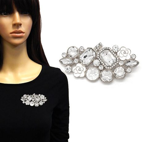 Fashion Crystal Floral Statement Brooch #YM2218 - Multiple Colors (PC)
