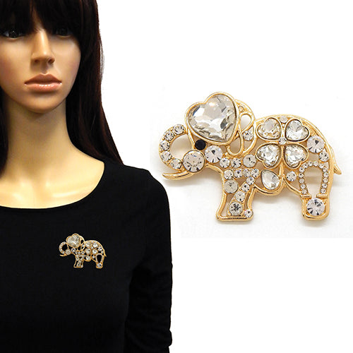 Fashion Elephant Stone Brooch #YM2221 - Multiple Colors (PC)