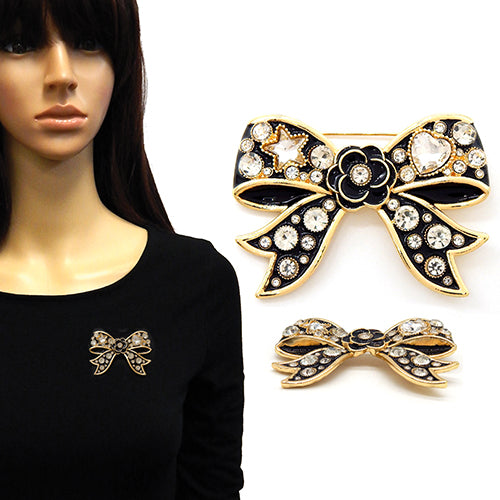 Fashion Crystal Bow Statement Brooch #YM2222 - Multiple Colors (PC)