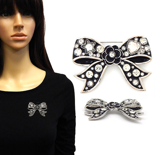 Fashion Crystal Bow Statement Brooch #YM2222 - Multiple Colors (PC)
