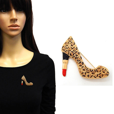 Fashion High-Heel Stone Brooch #YM2223 - Multiple Colors (PC)