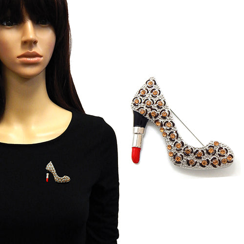 Fashion High-Heel Stone Brooch #YM2223 - Multiple Colors (PC)