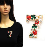 Fashion No.7 Clover Crystal Brooch #YM2230 - Multiple Colors (PC)