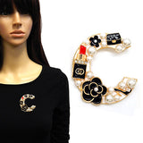 Fashion Pearl Accent Letter C Brooch #YM2232 - Multiple Colors (PC)