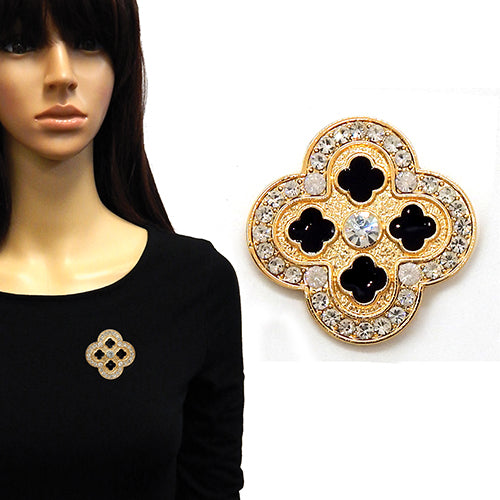 Fashion Clover Stone Brooch #YM2240 - Multiple Colors (PC)