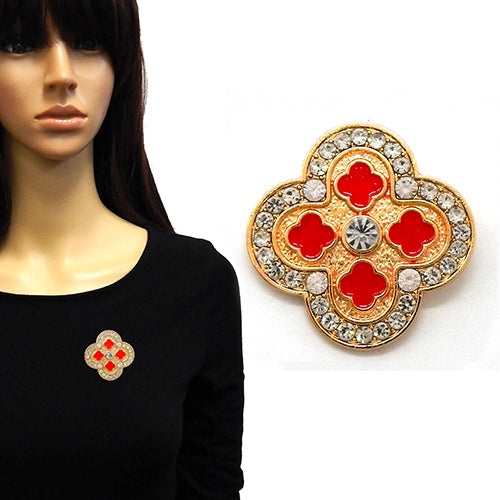 Fashion Clover Stone Brooch #YM2240 - Multiple Colors (PC)