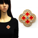 Fashion Clover Stone Brooch #YM2240 - Multiple Colors (PC)