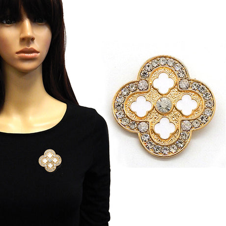 Fashion Clover Stone Brooch #YM2240 - Multiple Colors (PC)