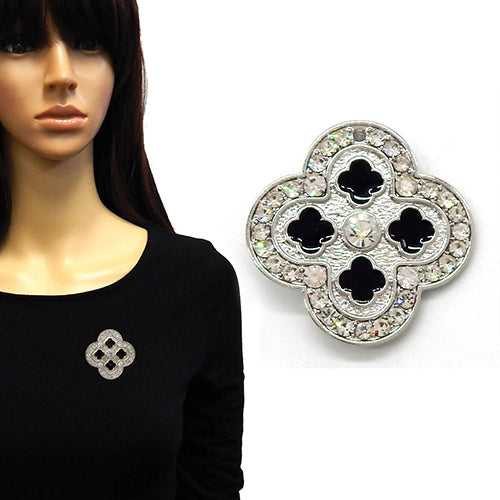 Fashion Clover Stone Brooch #YM2240 - Multiple Colors (PC)