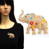 Fashion Rhinestone Elephant Brooch W/Flowers #YM2247 - Multiple Colors (PC)