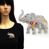 Fashion Rhinestone Elephant Brooch W/Flowers #YM2247 - Multiple Colors (PC)