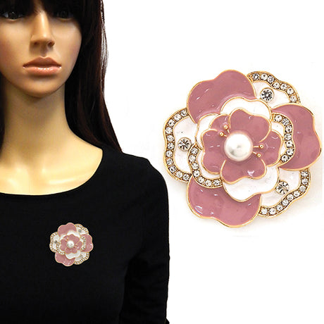 Fashion Rhinestone Flower Brooch #YM2260 - Multiple Colors (PC)