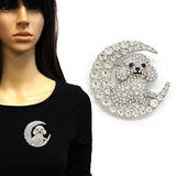 Fashion Stone Crescent Moon W/a Poodle Brooch #YM2263 - Multiple Colors (PC)