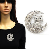 Fashion Stone Crescent Moon W/a Cat #YM2264 - Multiple Colors (PC)