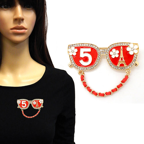 Fashion No.5 Sunglasses W/Flowers Brooch #YM2266 - Multiple Colors (PC)