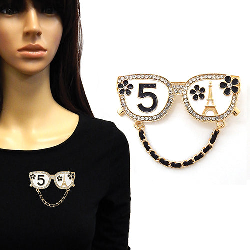 Fashion No.5 Sunglasses W/Flowers Brooch #YM2266 - Multiple Colors (PC)