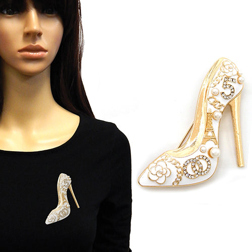 Fashion High-Heel Shoe Brooch W/Pearls #YM2268 - Multiple Colors (PC)