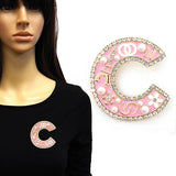Fashion "C' Shaped Brooch W/Pearls #YM2269 - Multiple Colors (PC)