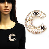 Fashion "C' Shaped Brooch W/Pearls #YM2269 - Multiple Colors (PC)
