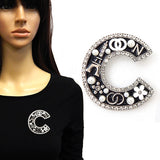 Fashion "C' Shaped Brooch W/Pearls #YM2269 - Multiple Colors (PC)