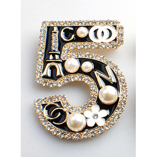 Fashion No.5 Brooch W/Pearls #YM2270 - Multiple Colors (PC)