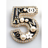 Fashion No.5 Brooch W/Pearls #YM2270 - Multiple Colors (PC)