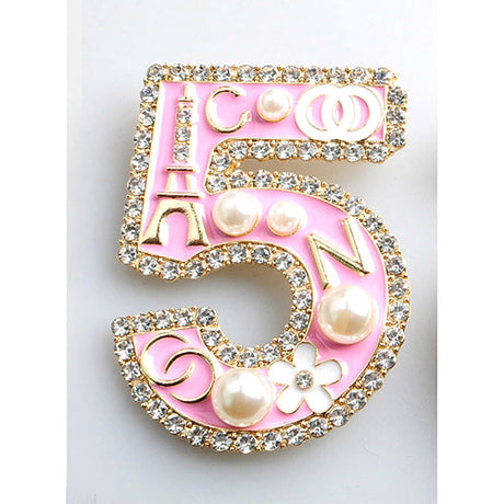 Fashion No.5 Brooch W/Pearls #YM2270 - Multiple Colors (PC)
