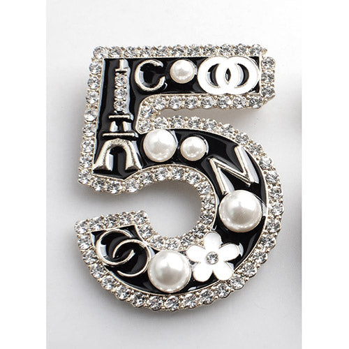 Fashion No.5 Brooch W/Pearls #YM2270 - Multiple Colors (PC)