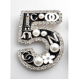 Fashion No.5 Brooch W/Pearls #YM2270 - Multiple Colors (PC)