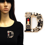 Fashion "D" Shaped Brooch W/Lipstick & Pearls #YM2271 - Multiple Colors (PC)