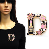 Fashion "D" Shaped Brooch W/Lipstick & Pearls #YM2271 - Multiple Colors (PC)