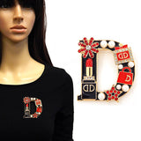 Fashion "D" Shaped Brooch W/Lipstick & Pearls #YM2271 - Multiple Colors (PC)