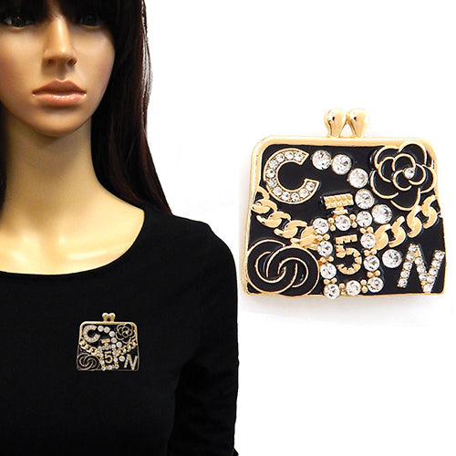 Fashion Handbag Brooch W/Rhinestones Accents #YM2274 - Multiple Colors (PC)