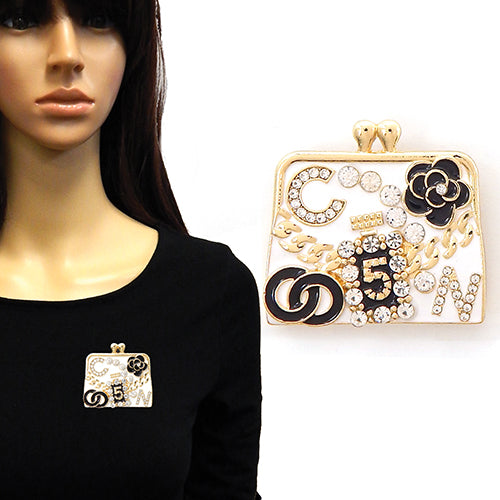 Fashion Handbag Brooch W/Rhinestones Accents #YM2274 - Multiple Colors (PC)