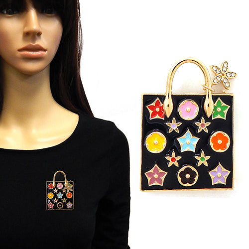 Fashion Floral Handbag Brooch #YM2277 - Multiple Colors (PC)