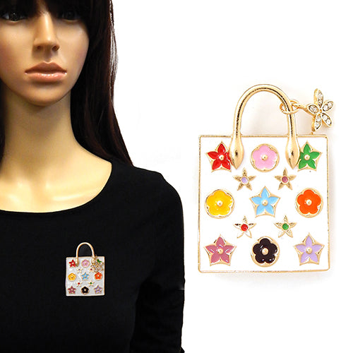 Fashion Floral Handbag Brooch #YM2277 - Multiple Colors (PC)