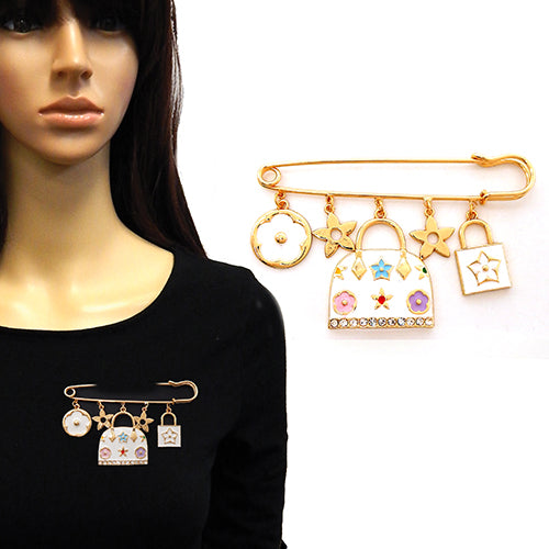 Fashion Handbag Charm Pin Brooch #YM2278 - Multiple Colors (PC)